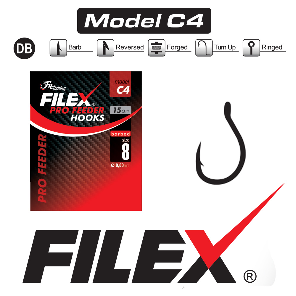 c4 FILEX PRO FEEDER HOOKS C4 BARBED - Image 1